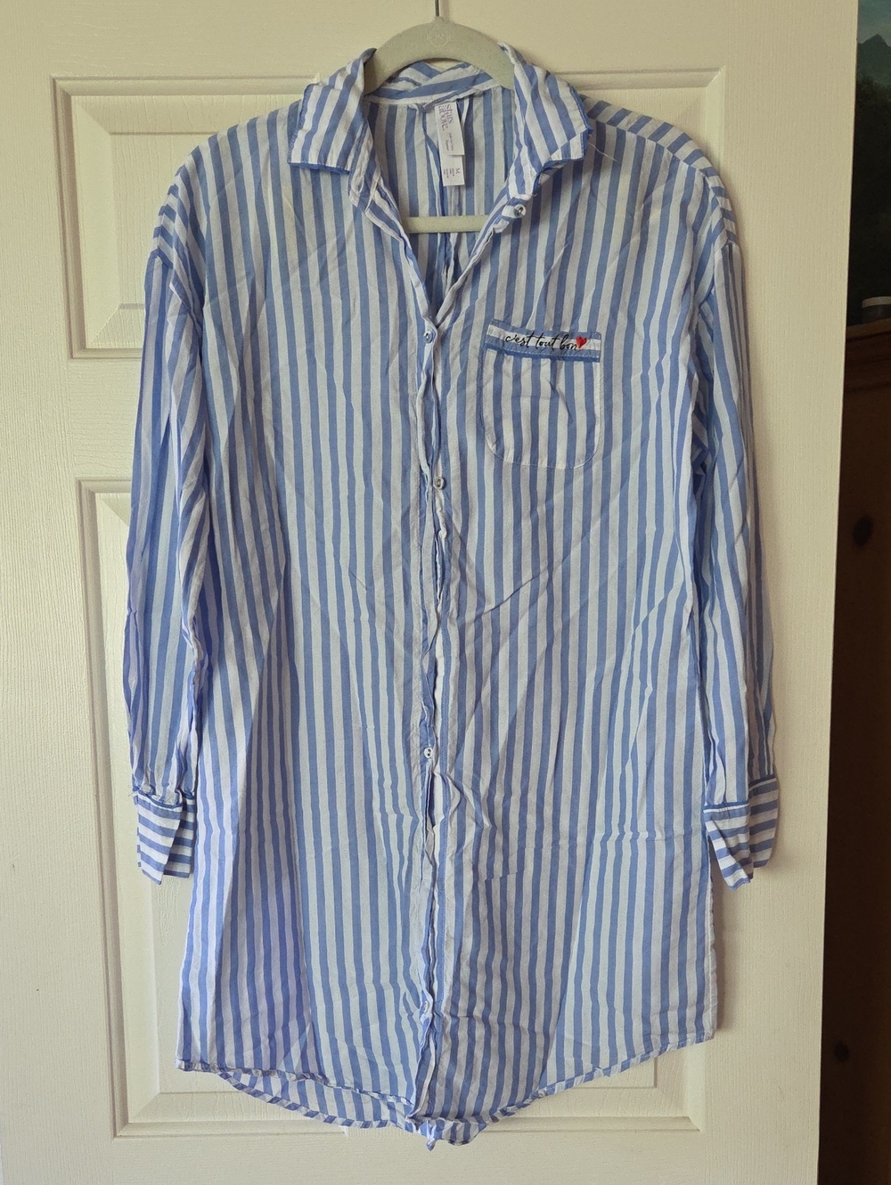 Stars Above Blue and White Striped Sleep/Lounge Shirt